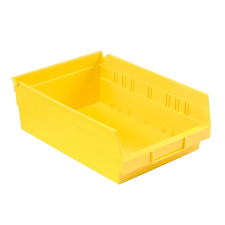 Global Industrial Shelf Storage Bin, Polypropylene, Yellow, 4 in H, 8-3/8 in W 184843YL